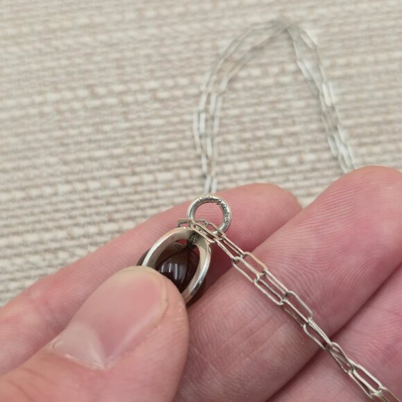 32 Inch Sterling Silver Smoky Quartz Heart Stone Pendant Necklace A4985 - Picture 4 of 7